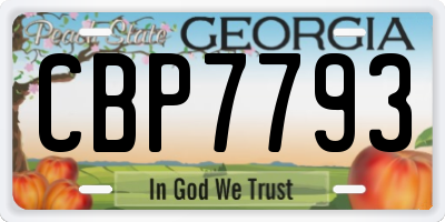 GA license plate CBP7793