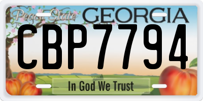 GA license plate CBP7794