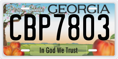GA license plate CBP7803