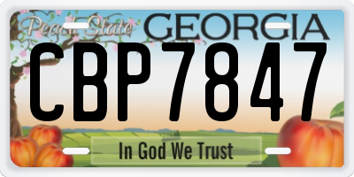 GA license plate CBP7847