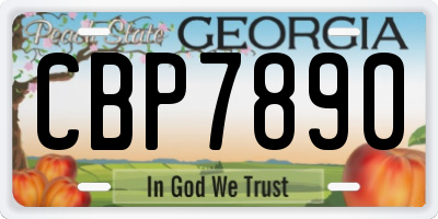 GA license plate CBP7890