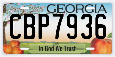 GA license plate CBP7936