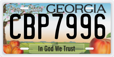 GA license plate CBP7996