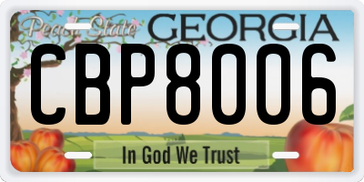 GA license plate CBP8006