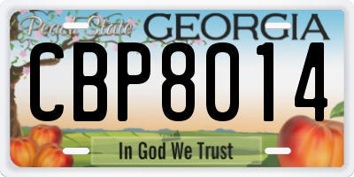 GA license plate CBP8014