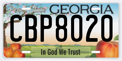 GA license plate CBP8020