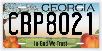GA license plate CBP8021