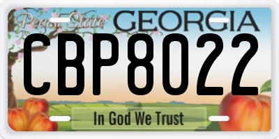 GA license plate CBP8022