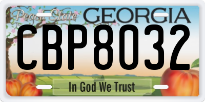 GA license plate CBP8032