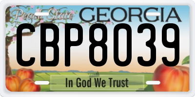 GA license plate CBP8039