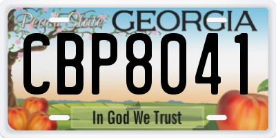 GA license plate CBP8041