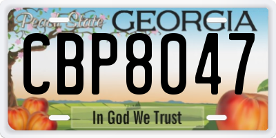 GA license plate CBP8047