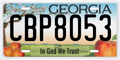 GA license plate CBP8053