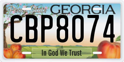 GA license plate CBP8074