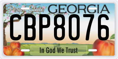 GA license plate CBP8076