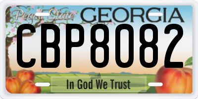 GA license plate CBP8082