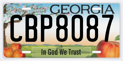 GA license plate CBP8087