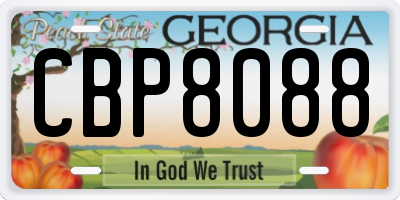 GA license plate CBP8088