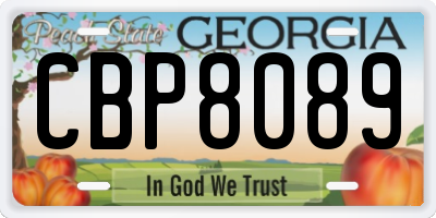 GA license plate CBP8089