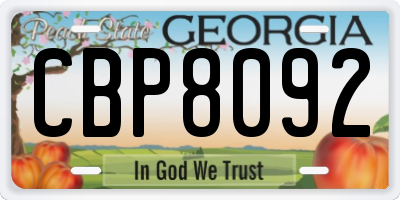 GA license plate CBP8092