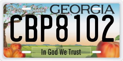 GA license plate CBP8102