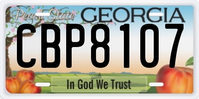 GA license plate CBP8107