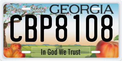 GA license plate CBP8108