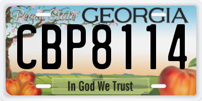 GA license plate CBP8114