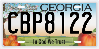GA license plate CBP8122