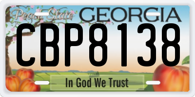 GA license plate CBP8138
