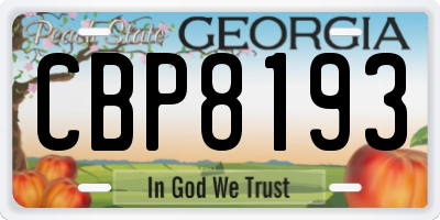 GA license plate CBP8193