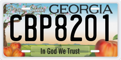 GA license plate CBP8201