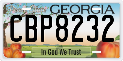 GA license plate CBP8232
