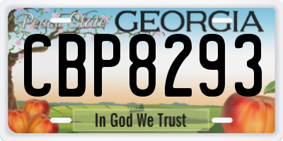 GA license plate CBP8293