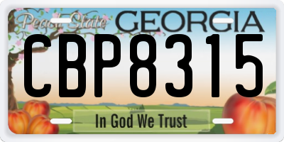 GA license plate CBP8315