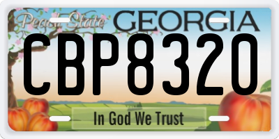 GA license plate CBP8320