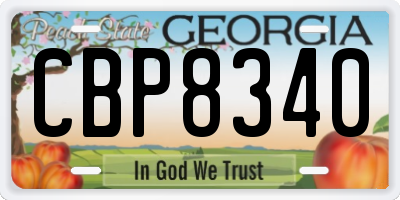 GA license plate CBP8340