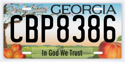 GA license plate CBP8386