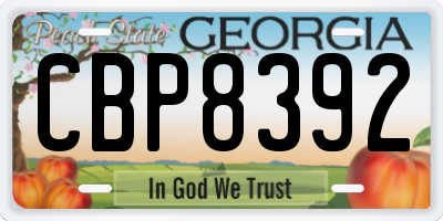 GA license plate CBP8392