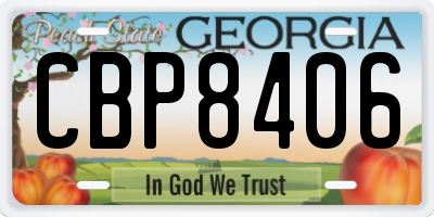 GA license plate CBP8406