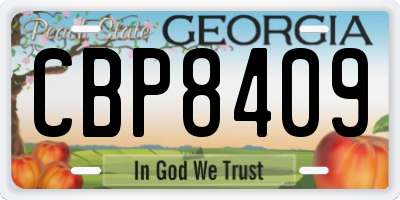 GA license plate CBP8409