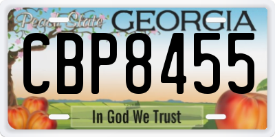 GA license plate CBP8455