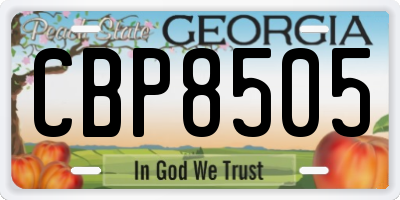 GA license plate CBP8505