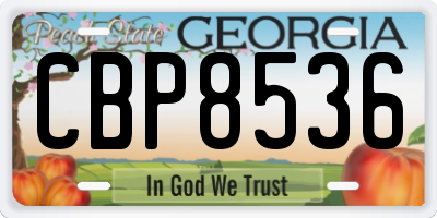GA license plate CBP8536