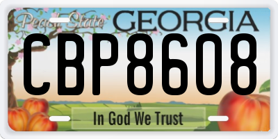 GA license plate CBP8608