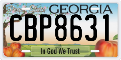 GA license plate CBP8631