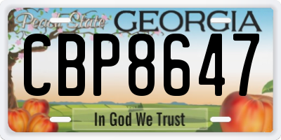GA license plate CBP8647