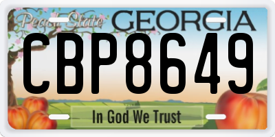 GA license plate CBP8649