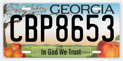 GA license plate CBP8653