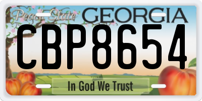 GA license plate CBP8654